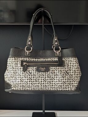 Coach Black and White Signature Tote Bag
